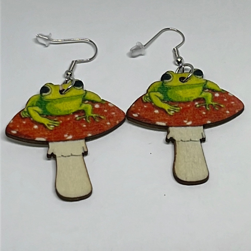 Earrings Mushroom Frog
